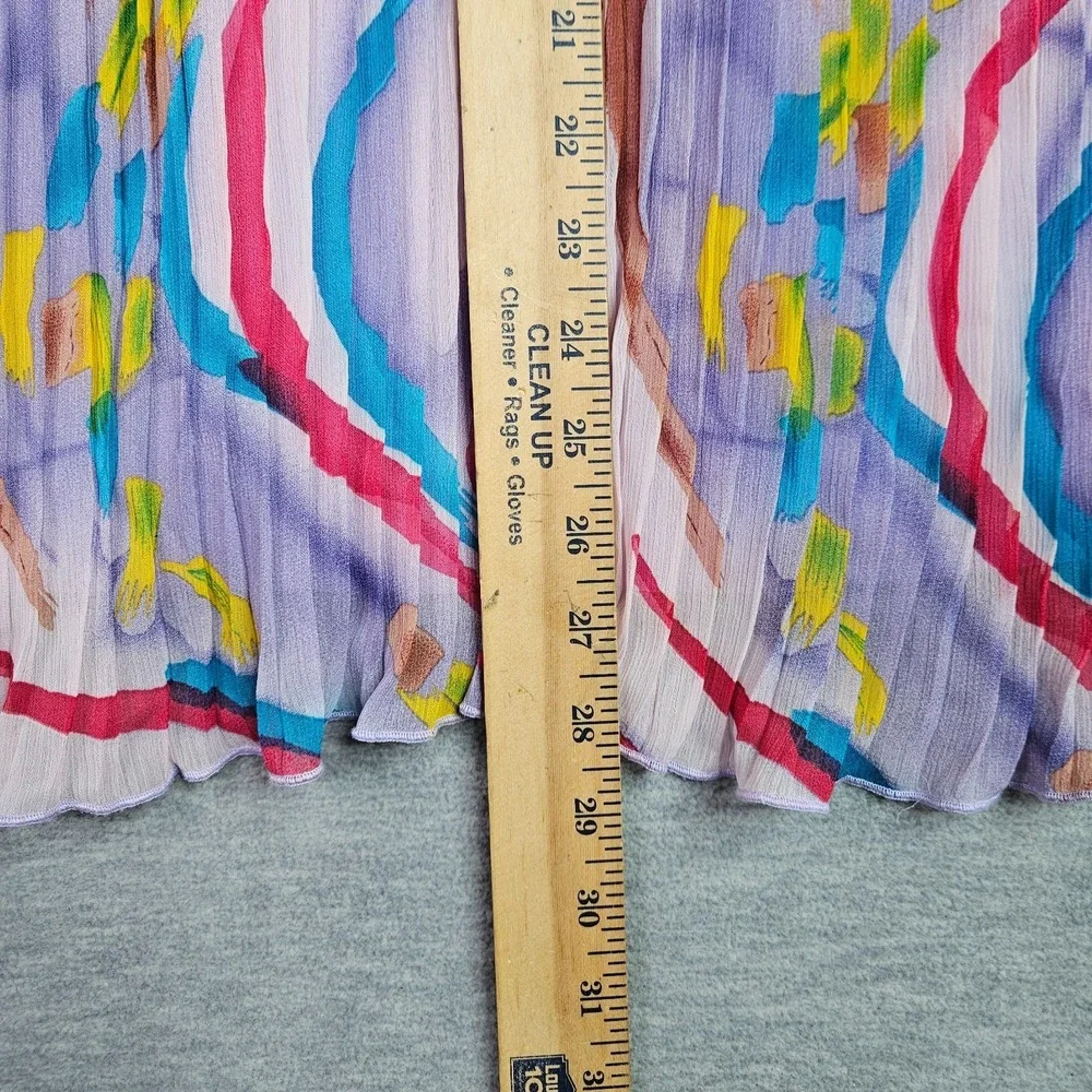 Madison Paige II Women Sleeveless Pleated Blouse Top Mock Neck Tie Multicolor 1X
